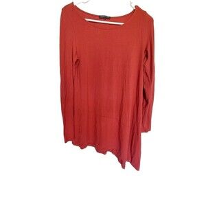 Eileen fisher long sleeve tunic asymmetrical top flowy orange size large